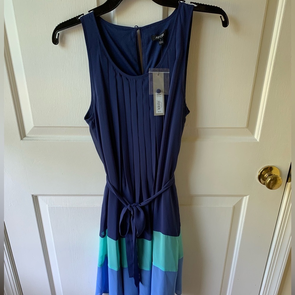 NWT Apt. 9 Kohl’s Blue Colorblock Fit and Flare A-line Tank Dress size Small S